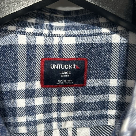 UNTUCKit Morenillo Plaid Flannel Button-Up Shirt new with our tags large blue - Picture 2 of 6